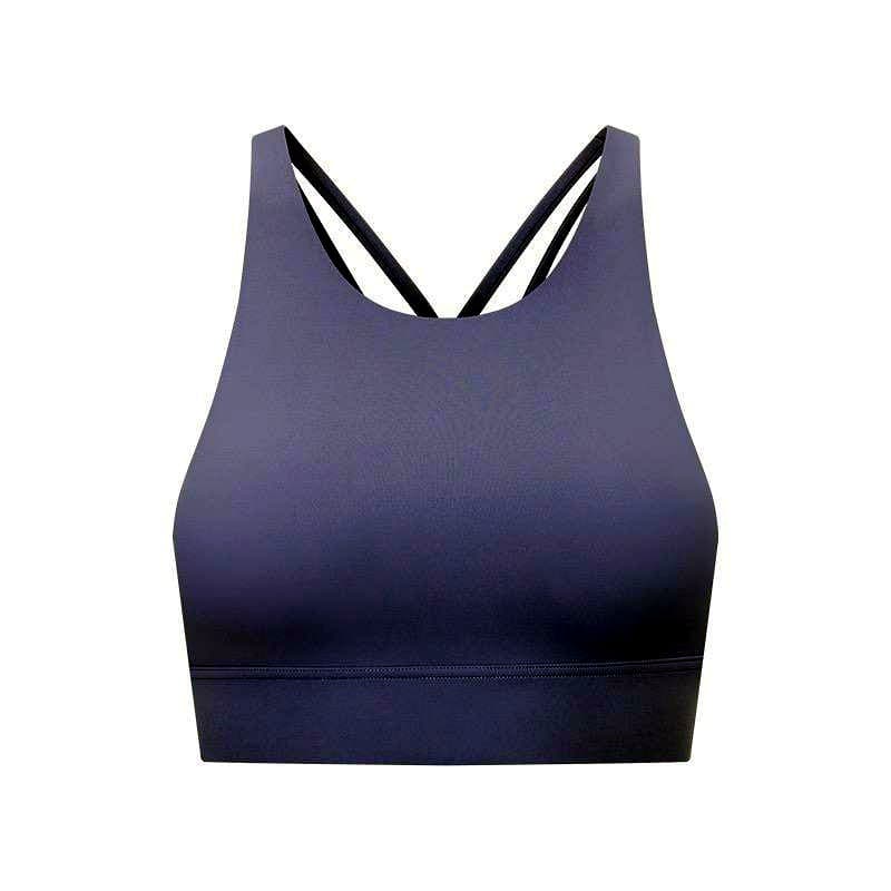Periwinkle High-Neck Bra on body