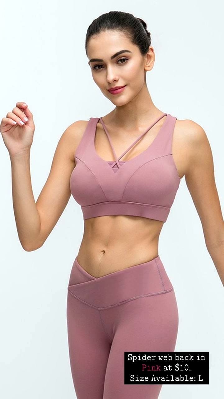 Dusty Rose Crossback Bra on body